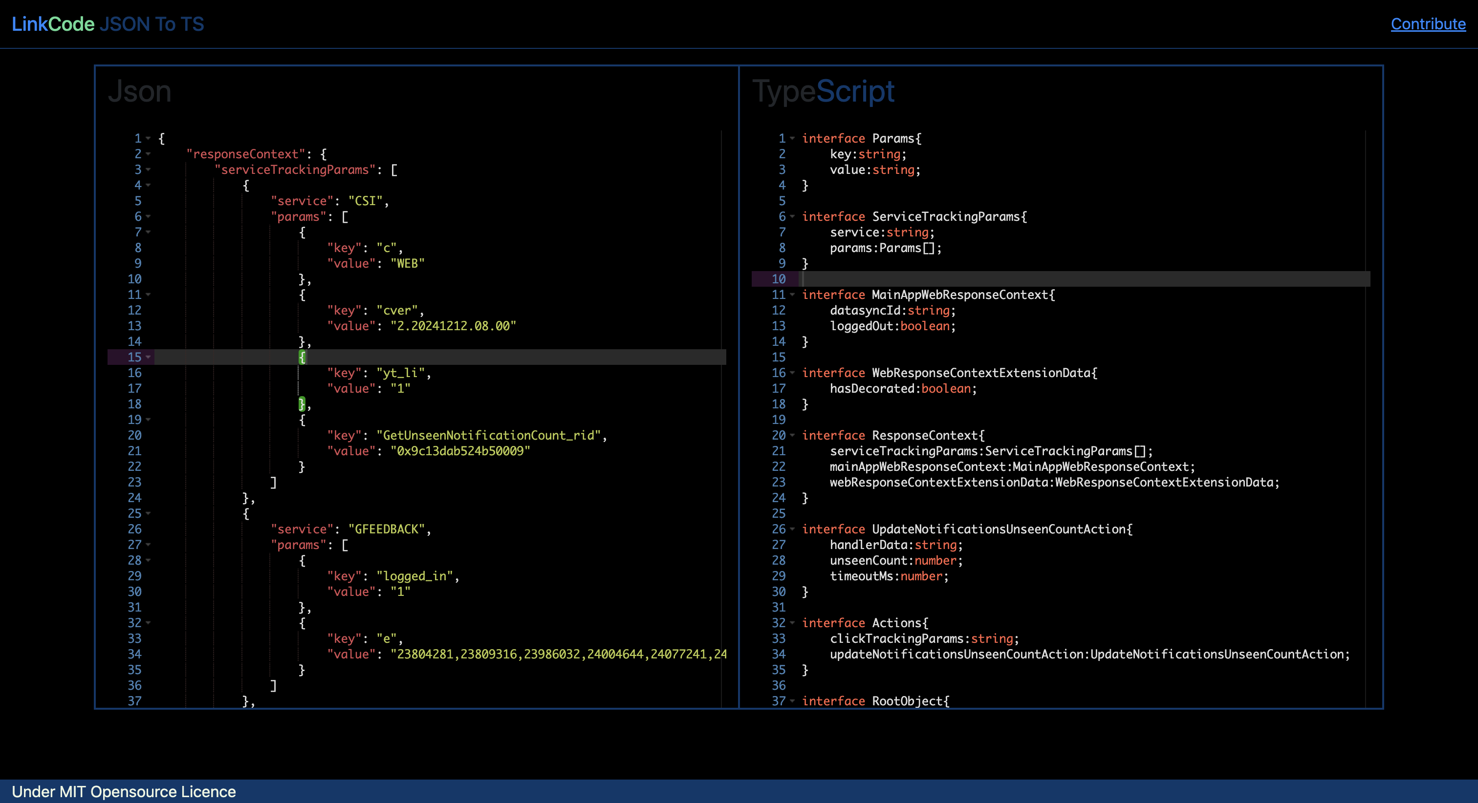 JSON to TS image